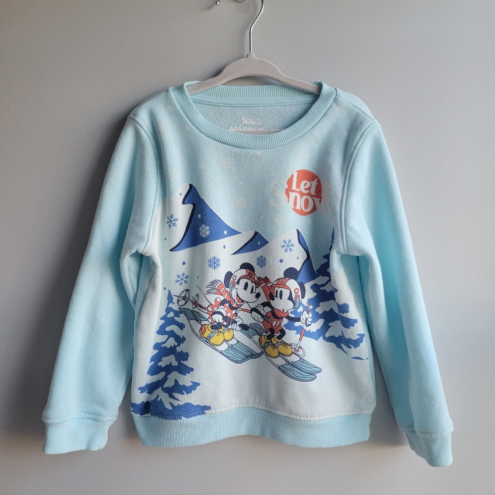 Disney Junior Mickey & Minnie Toddler Kids 4T Skiing Sweatshirt "Let It Snow"